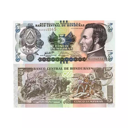 Anverso y reverso de billetes de lempira