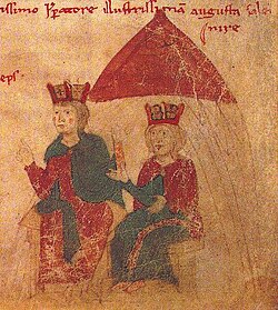 Enrique VI y Constanza I de Sicilia en una miniatura medieval
