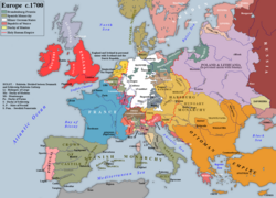 Mapa de Europa en 1700 tras el Tratado de Rijswijk