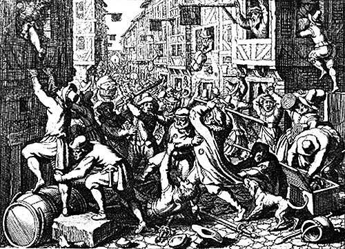 Pogromo contra los judíos en Fráncfort el 22 de agosto de 1614.